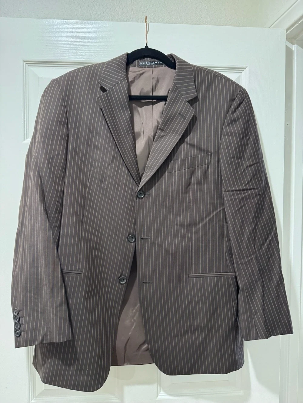 Boss Brown Pinstripe Suit Jacket